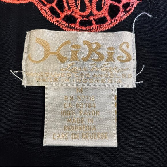 Hibis Lace Works Black Handkerchief Hem Top M Boho Festival Embroidered Rayon - Picture 3 of 12